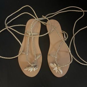 Loeffler Randall Shelly Wrap Sandals Champagne, 9.5